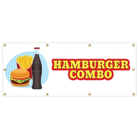 Signmission Hamburger Combo Banner Heavy Duty 13 Oz Vinyl with Grommets B-96 Hamburger Combo